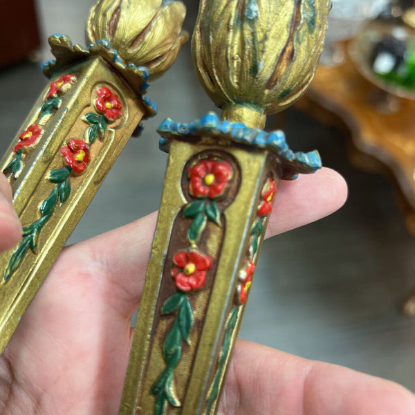Antique 1850-1899 K & 0 Co Art Nouveau Candlestick Set 8" Tall Kronheim Oldenbusch Ornate