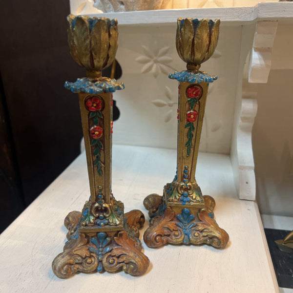 Antique 1850-1899 K & 0 Co Art Nouveau Candlestick Set 8" Tall Kronheim Oldenbusch Ornate