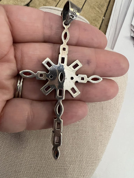 Vintage Sterling Amethyst Garnet Labradorite Peridot Cross