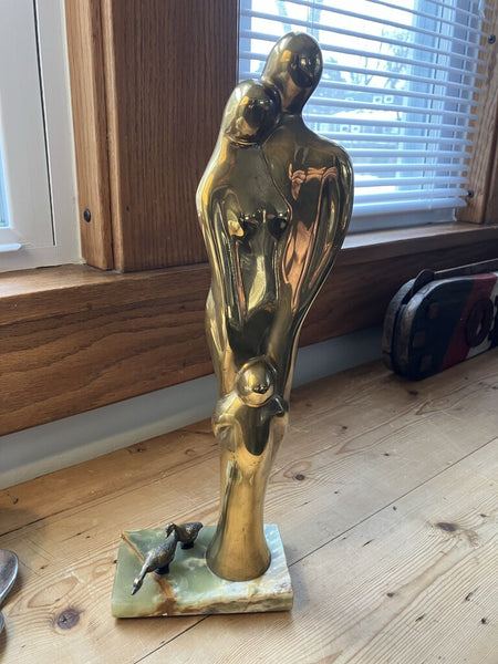 Vintage Brass Statue on marble base "The Vision of Family" in the Style of Jean Arp
