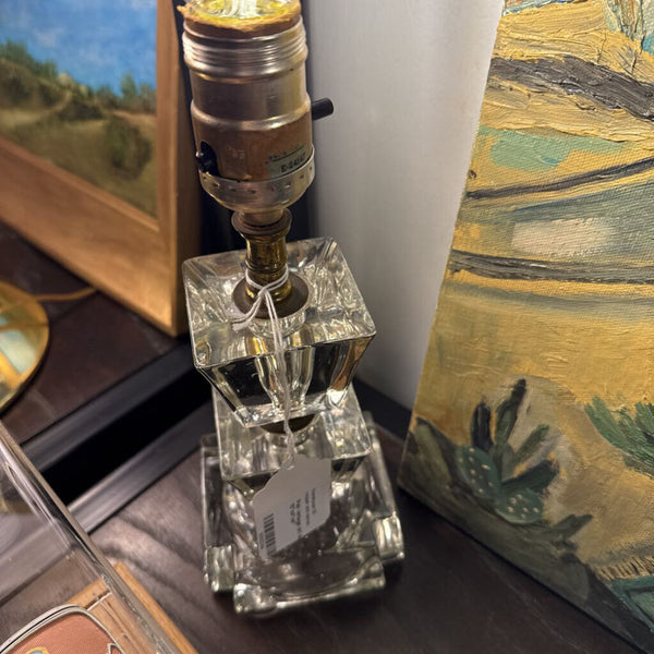Pair vintage art deco glass lamps