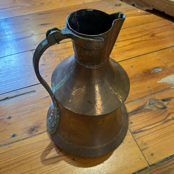 19TH CTR TURKISH HAMMERED COPPER WATER JUG. 15"H x 11"W