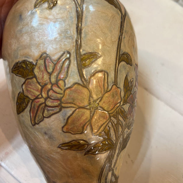 Vintage Brass Enamel Urn