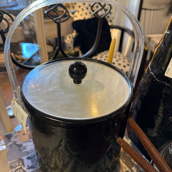 Black patent leather ice bucket