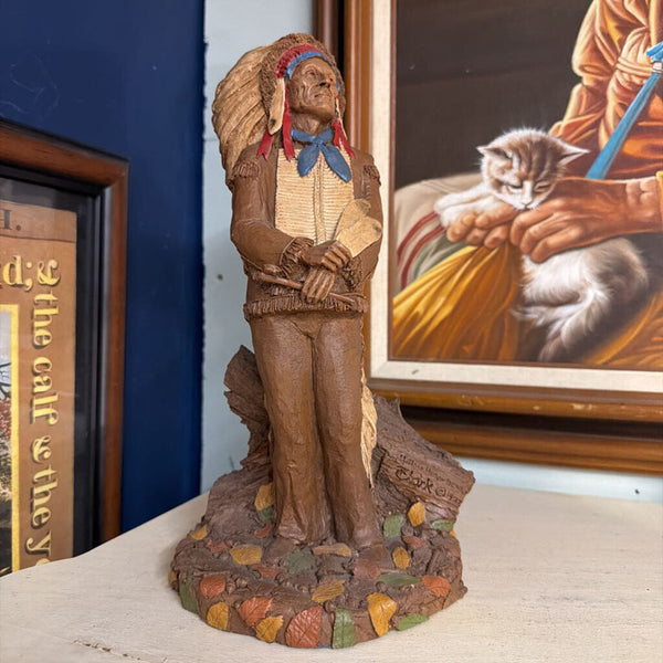 Vintage hand-signed Tom Clark statue of Hollow Horn Bear, Sioux Chief