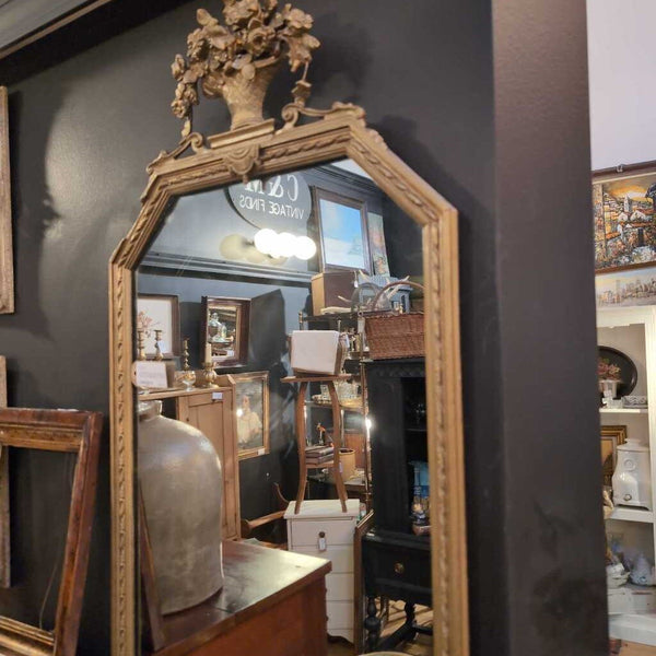 Collectible Antique Gold Gilt Mirror q/Ornate Rococo Inspired Sculpted Flowers IN STORE PICK UP 41X20