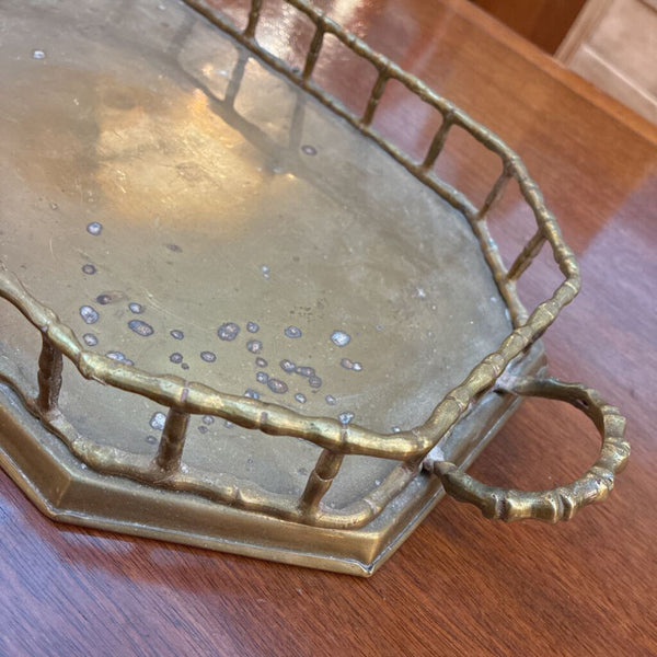 Vintage Brass Faux Bamboo Tray 8" x 15"