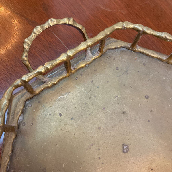 Vintage Brass Faux Bamboo Tray 8" x 15"
