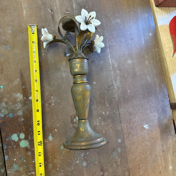 Vintage French porcelain flower candle holder each