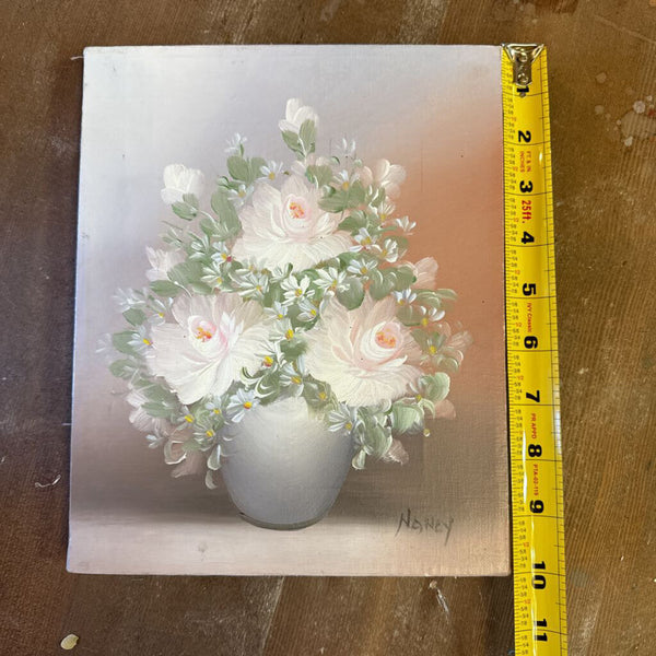 Vintage pink floral painting original