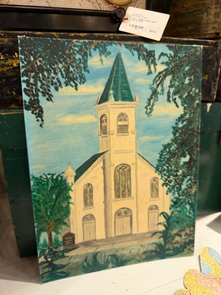 JFV - vintage church painting 12x16