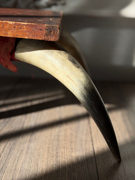 0039 Antique English Horn Stool w/ Cushion