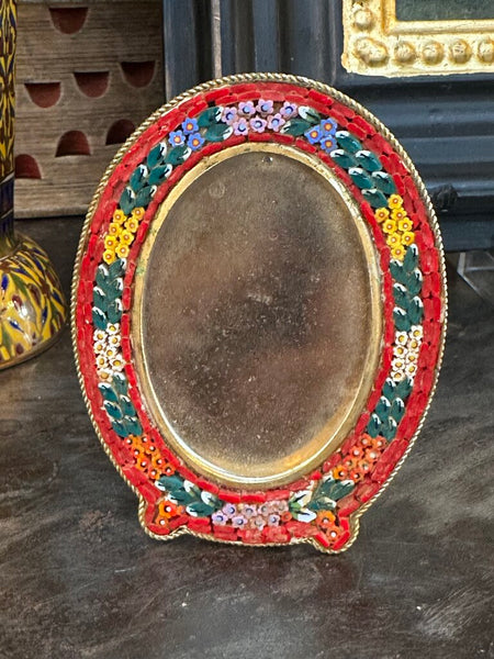 VINTAGE ITALIAN MICRO MOISAIC FRAME OVAL