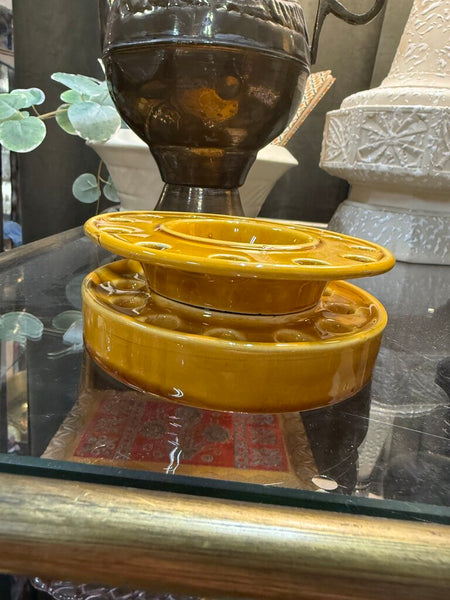Mustard Colored Ceramic Howard Holt Incense Stand Made in Japan W2110