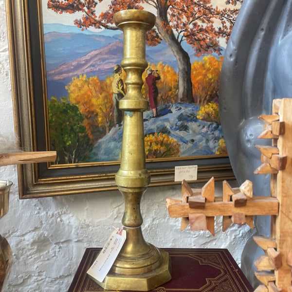 Moxie - Heavy Old Brass Candle Holder - 14"