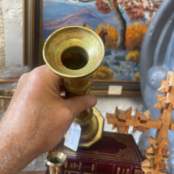Moxie - Heavy Old Brass Candle Holder - 14"