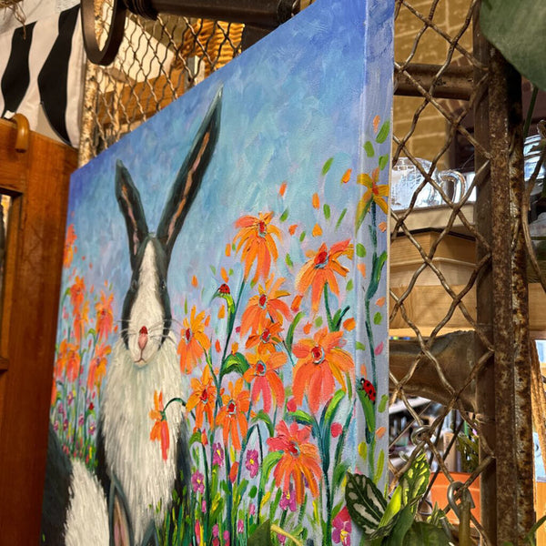 Bunny painting signed 30" x 40" original acrylic on canvas in store pick up only