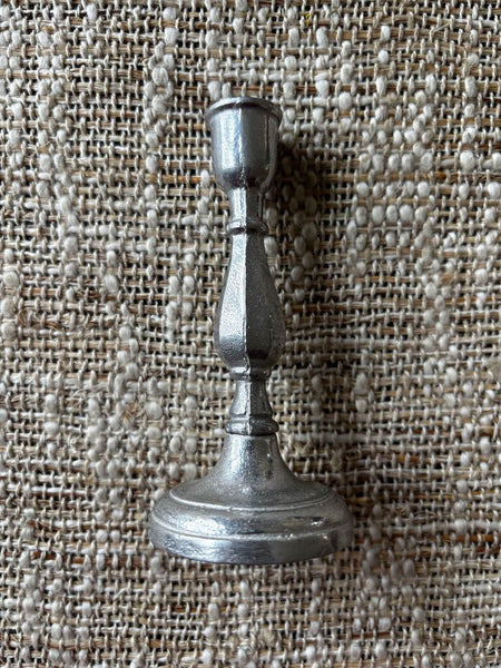 Vintage Small Pewter Candle Holder, 4"