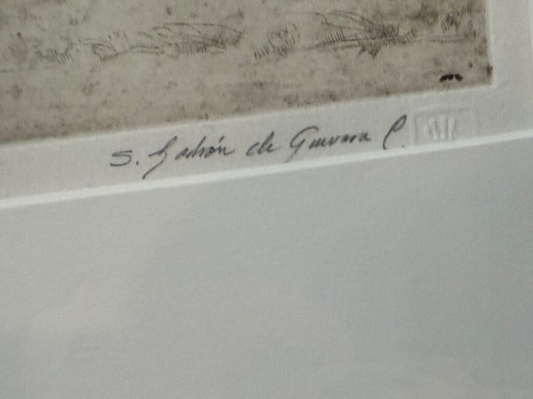 Two Women and a Baby, Gilt Framed Etching, Sergio Ladron de Guevara, Artist's Proof
