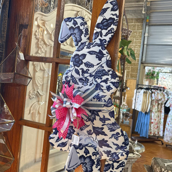 Blue & White Metal Bunny