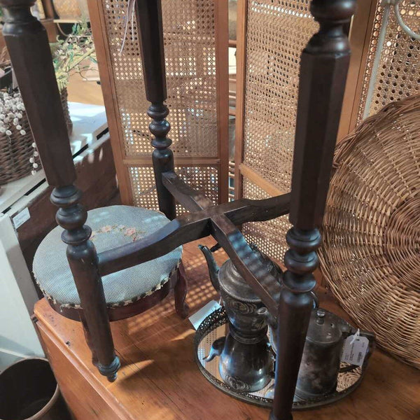 Pretty Tall Vintage Walnut Octagon Parlor Table with Turned Legs. Circa 189025x25x30 in.