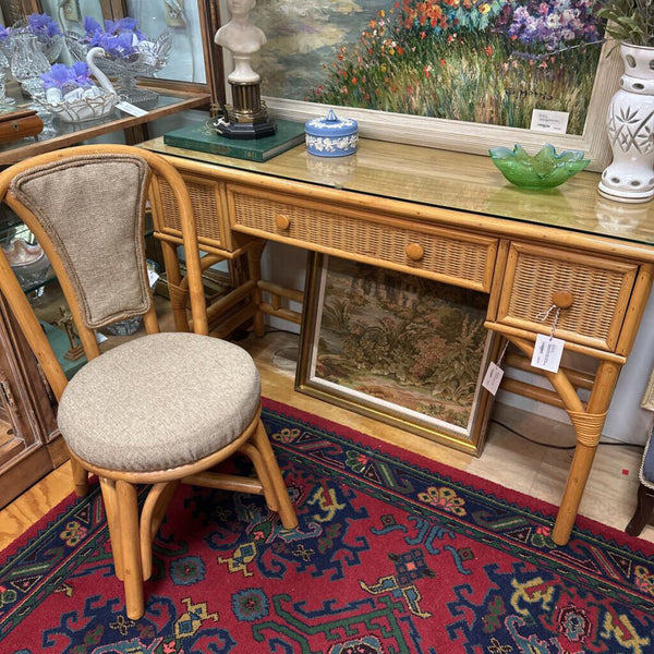 Bamboo/Wicker Desk w/Chair 49x30.5x17.5" In Store Pick Up Only