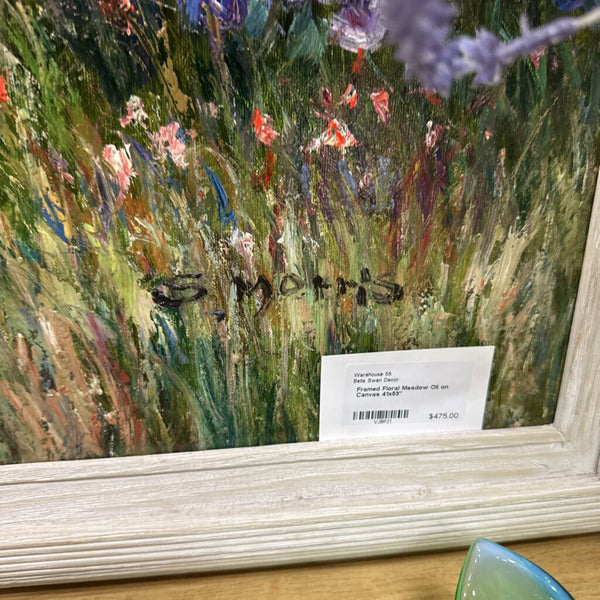 Framed Floral Meadow Oil on Canvas 41x53"