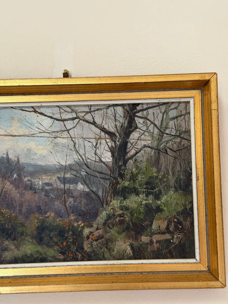 2491 French Castle Painting on Board