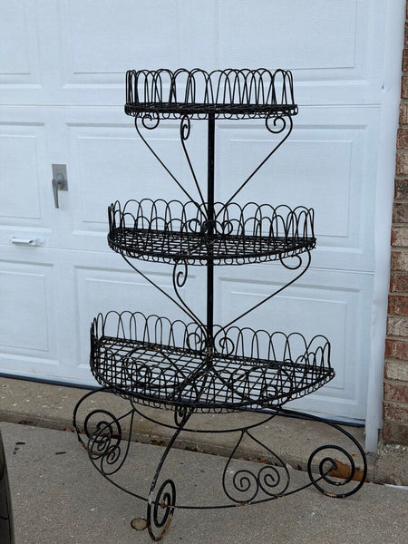 1494 Tiered Rustic Iron Planter Stand