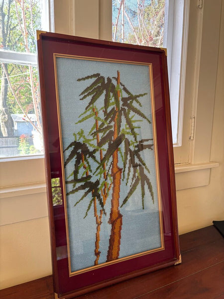 Vintage 18x31 Embroidery Cross Stitch Bamboo