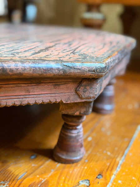 1525 Antique Indian Wood Floor Bench