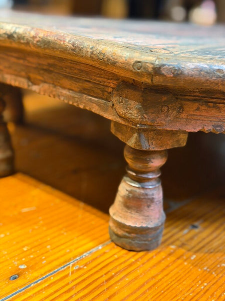 1525 Antique Indian Wood Floor Bench