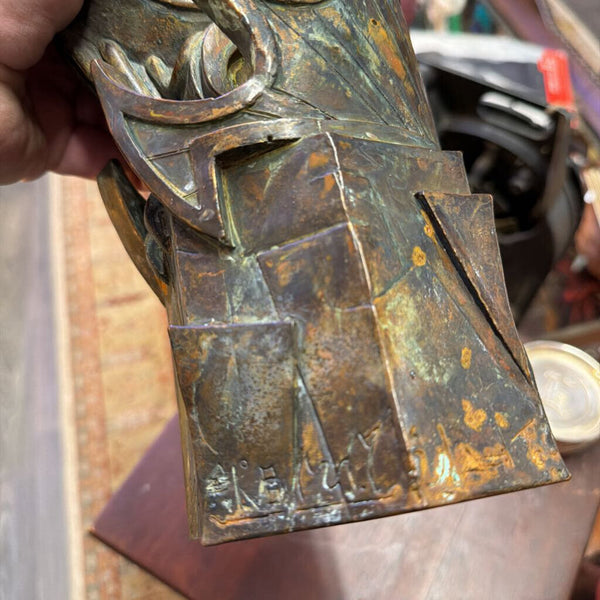 Vintage Brutalist Copper sculpture, 10"