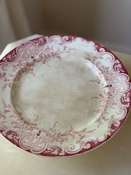 2376 French Keller & Guerin Antique Pink Transferware Pedestal Dish
