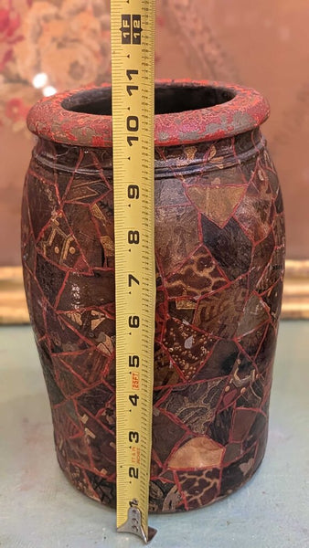 Vintage decoupage stoneware