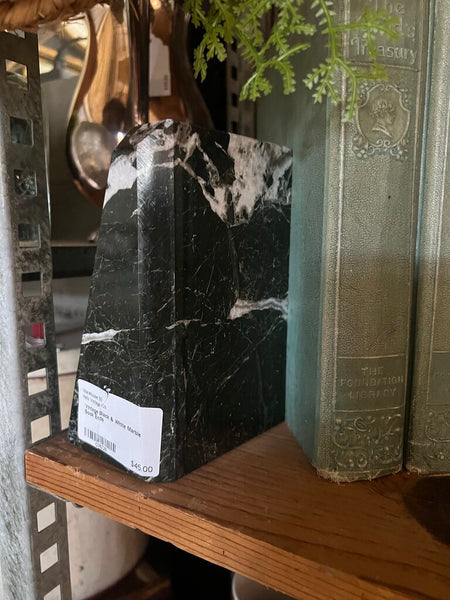 Vintage Black & White Marble Book Ends