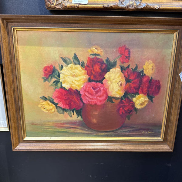 Signed floral painting 28 x 22