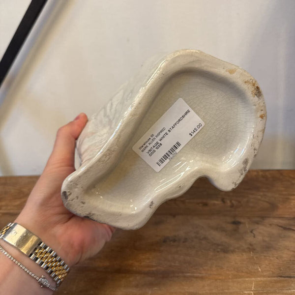 VINTAGE WHITE STAFFORDSHIRE DOG 10X8