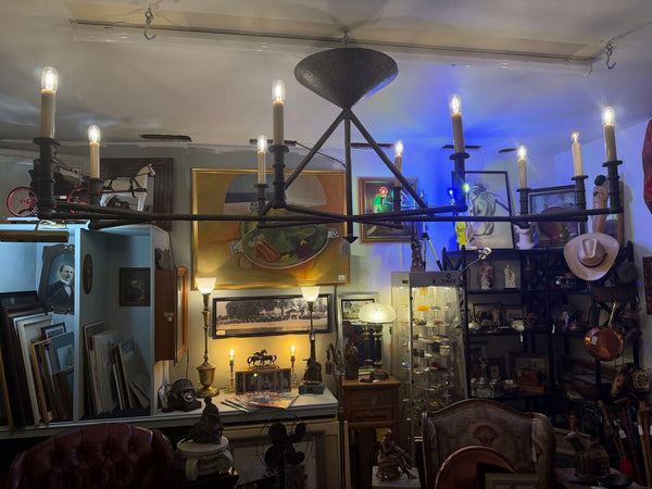 Tom Corbin Designed Bronze 10 Light Chandelier 8’ X 4’ X 2’