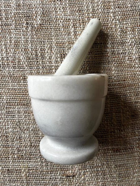 Vintage White Marble Mortar and Pestle Set