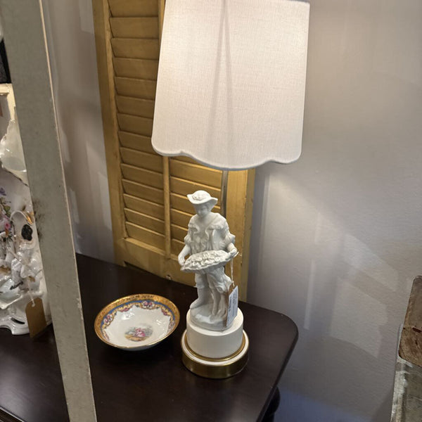 Pair of antique Figural porcelain lamps