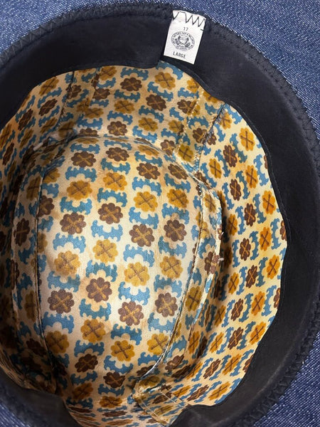 Vintage 70-80's Denim Cowboy Hat Brass Horse Detail