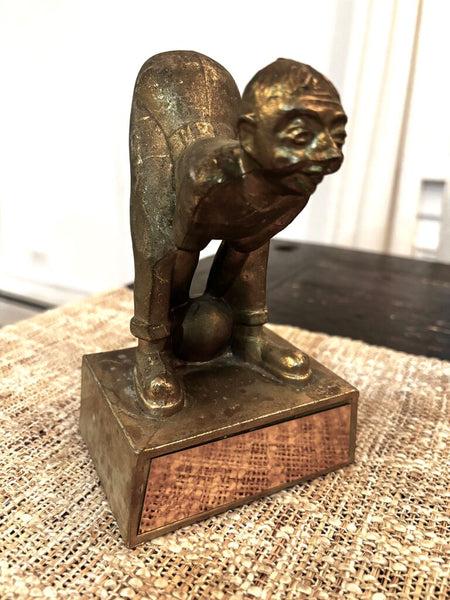 Vintage Brass Funny Man Bowling Bookend/Doorstop