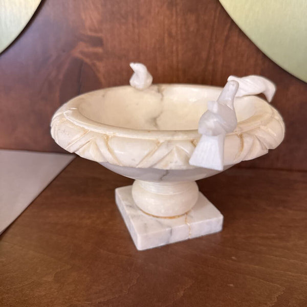 Alabaster bird bath 3 birds base has been repaired 4" x 6"