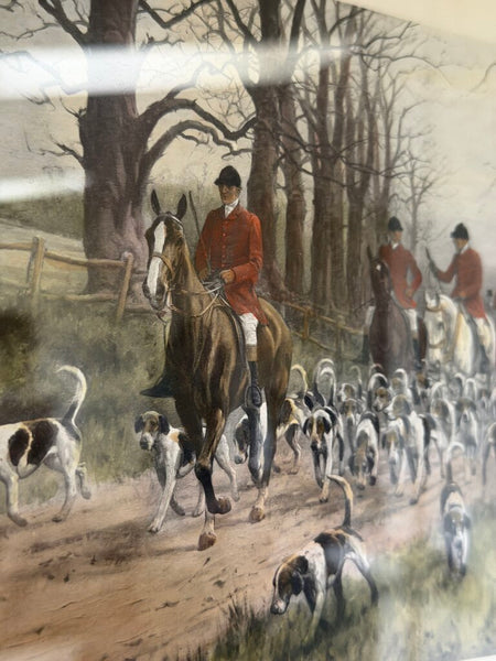 0068 Set of 3 English Hand Colored Hunt Scene Etchings by George Wright C. 1910