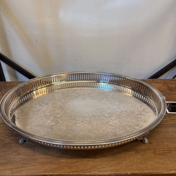 OVAL SILVER FOOTED TRAY 16X12