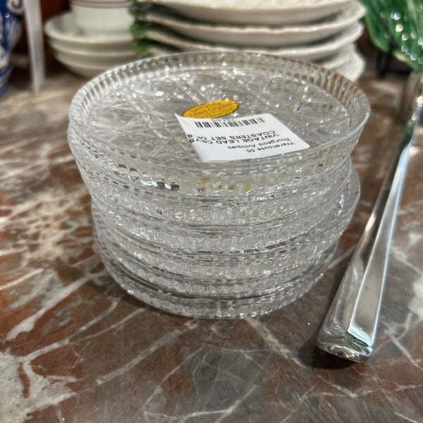 VINTAGE LEAD CRYSTAL COASTERS SET OF 6