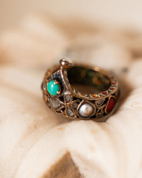 1379 Vintage Indian Multi-Stone Ring