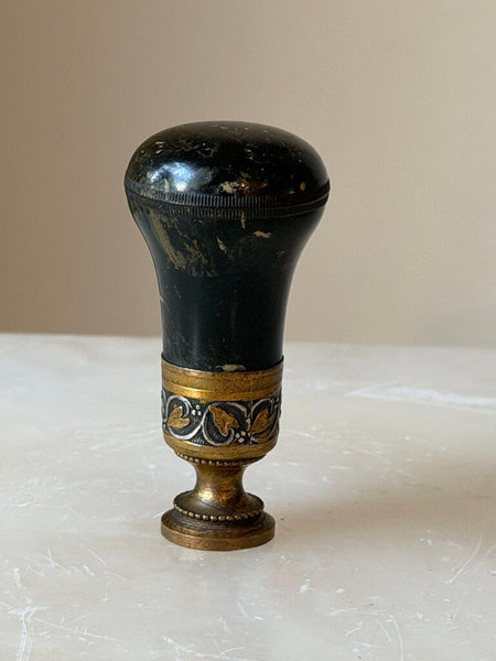 2589 Antique French Marble & Bronze Wax Seal [EhB?]