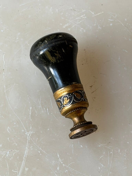 2589 Antique French Marble & Bronze Wax Seal [EhB?]